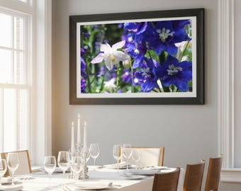 Blue White Spring Flowers Photo, Digital Download, Floral Picture, Wall Art, Nature Photography, Relaxing Decor, Home Wall Decoration