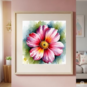 Watercolor Floral Wall Art: Framed Botanical Print, Ready to Hang