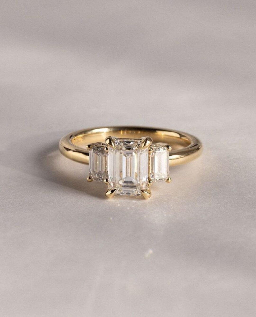 Rectangular Promise 925 Sterling Silver Emerald Cut Ring – Bezel Solitaire Engagement or ...