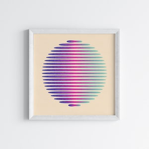 Pink and Blue Orb Abstract Risograph Print, Colorful Wall Decor, Digital Illustration Print image 3