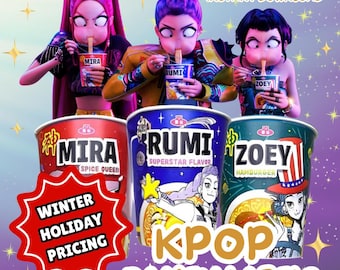 Kpop Demon Hunters Huntrix Names Mira Rumi Zoey Sticker Decal Set