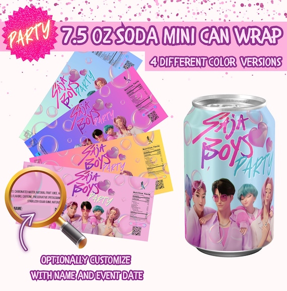 KPop Demons Hunter Printable | Kpop Saja Boys Soda Pop Sleek Can Wrapper Label | Demon Hunter Birthday Party Favors | Demon Hunters Fan Art
