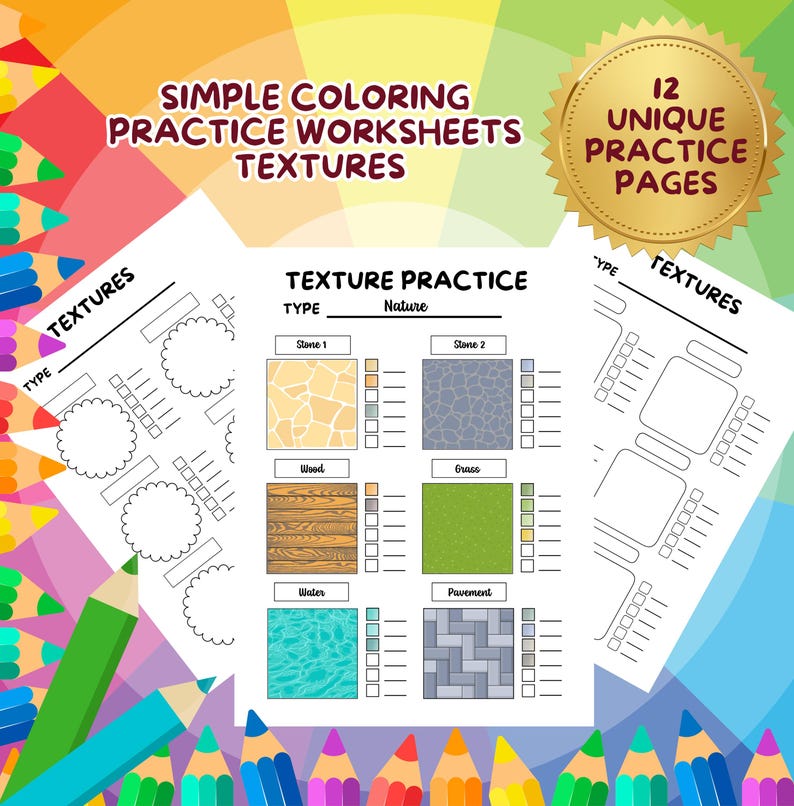 Colored Worksheets.pdf Coloring Practice Worksheets, Simple Texture Practice Pages, Texture ...