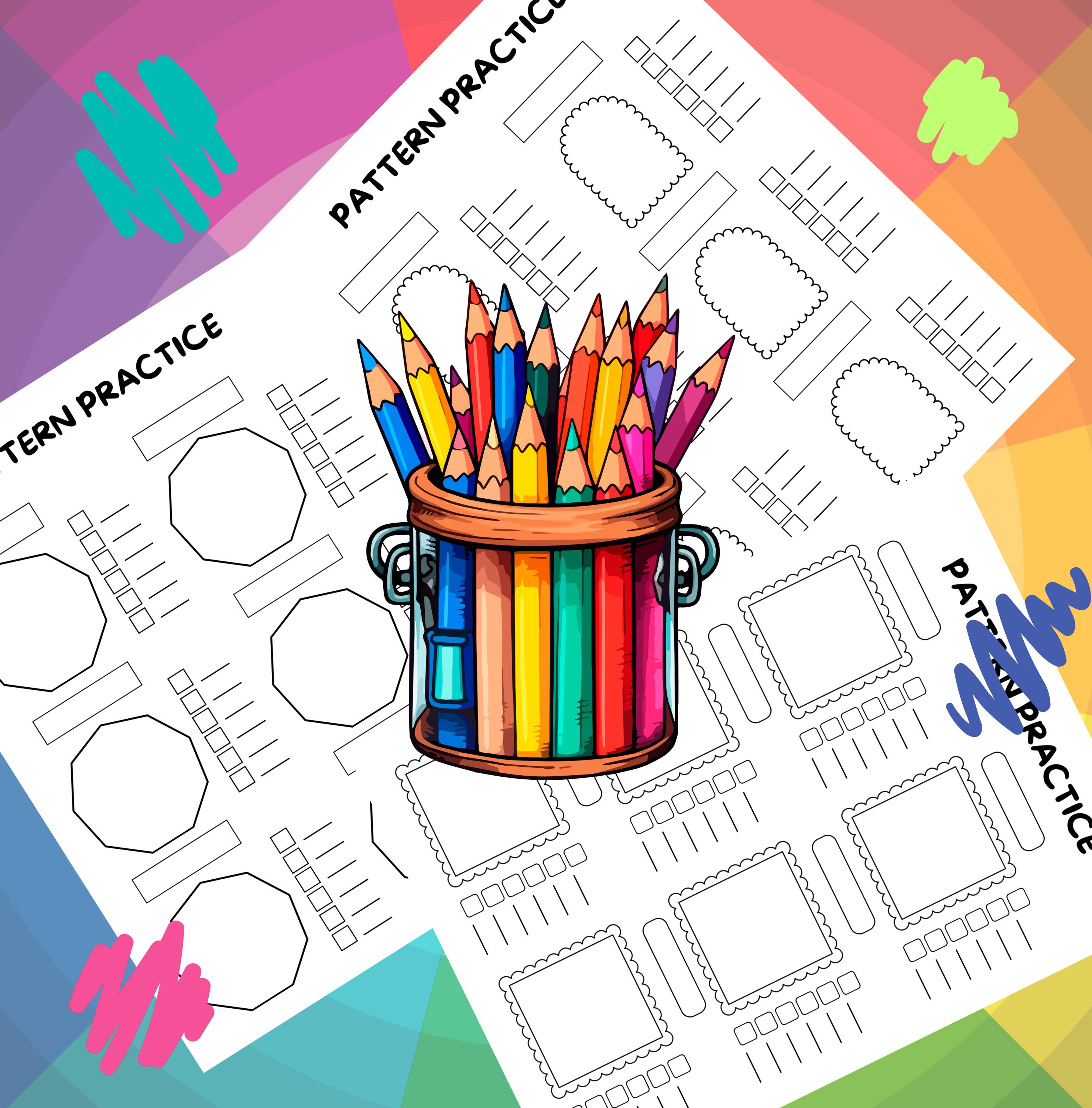 Coloring Pattern Practice Worksheets: 72 Blank Layouts (printable PDF ...