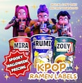 3 KPop Demon Hunters Cup Noodle Labels Ramen | Rumi Mira Zoey Printable | Cosplay Party Decor Halloween Birthday Fun | Demon Hunter Fan Art