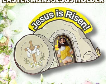 Christian Easter Favor Card Craft DIY Mini Jesus Holder Church Gifts for Kids Easter Sunday School Classroom Handouts He Is Risen Keepsake