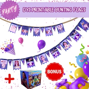 K-pop Demon Hunter Happy Birthday Bunting Flags | DYI KPop Demon Hunter Party Banner Printable | KPop Party Decor | KPop Bday Party Supplies