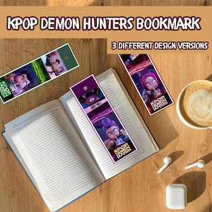 K-pop Demon Hunters bladwijzer afdrukbaar |  Huntrix Girls Demon Hunter bladwijzer | Bookish Fantasy Book Lover-cadeau | K-pop Demon Hunter-fanart