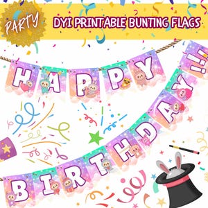Printable Labubu  Happy Birthday Bunting Flags | DYI Labubu Party Banner | Labubu Party Decor Bday Party Supplies | Lafufu Party Decorations