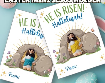 Christian Easter Party Favors Mini Jesus Pocket Cards Little Jesus Easter Favors Kids Religious Easter Basket Stuffer He Is Risen Keepsake