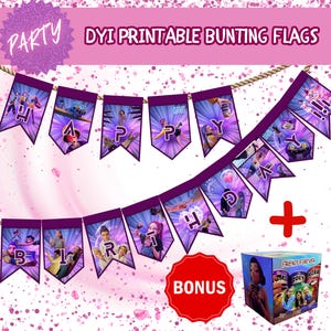 DYI K-pop Demon Hunter Happy Birthday Bunting Flags | KPop Demon Hunter Party Banner Printable | KPop Party Decor | KPop Bday Party Supplies