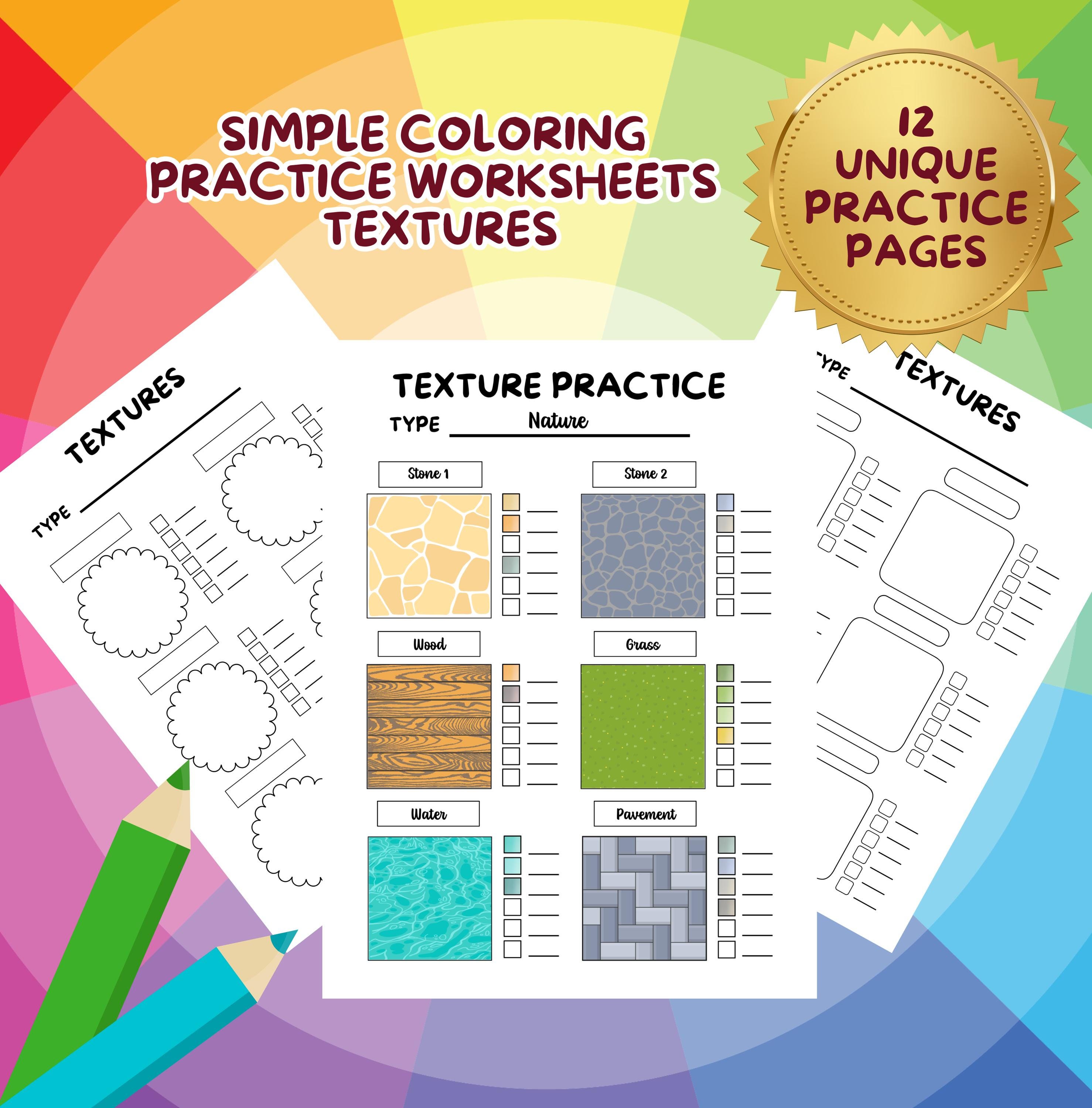 Coloring Practice Worksheets, Simple Texture Practice Pages, Texture ...