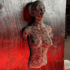 Wall Sculpture Female Torso from Steel Balls, Handmade Sculptures, Modern Art Pieces, Welded Steel Art, Decorative Sculpture for Living Room