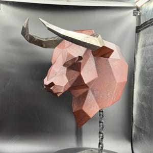 Wall Sculpture Bull Head from Steel, Handmade Sculptures, Modern Art Pieces, Welded Steel Art, Decorative Sculpture for Barbeque Area