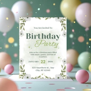 Editable Birthday Invitation Template: Customizable Party Invite (Digital Download