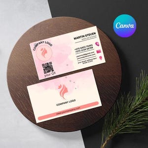 Elegantes rosa Aquarell Visitenkarte Vorlage - Feminines & professionelles Design - bearbeitbar und druckbar | Logo Visitenkarte
