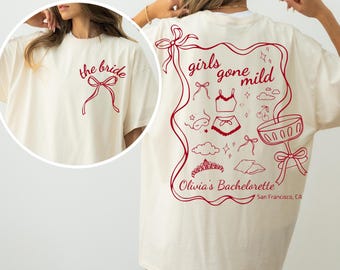 Camiseta de despedida de soltera "Girls Gone Mild", camiseta de novia para fiesta de pijamas, camisetas a juego para noche de chicas, pijama personalizado para despedida de soltera 2026