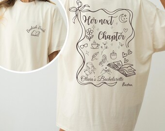 Bookish Bride Bachelorette Shirt, Her Next Chapter Tee, Personalized Bridal Party Shirt, Book Club Bach Shirt, Matching Bride Tribe Wedding