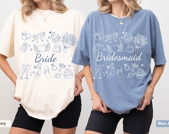 Camiseta de algodón para novia/dama de honor: atuendo para despedida de soltera