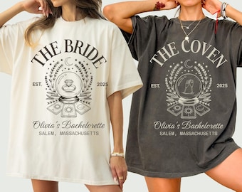 Aangepaste Halloween-vrijgezellenfeest shirts: Mystic Witch Bride & Coven