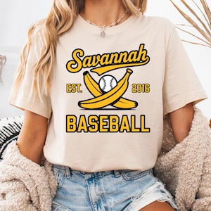 Retro Savannah Baseball T-shirt, Vintage Soft Tee, Unisex Shirt, Banana fan gift, Summer Sports Top, Bananas Baseball Bow T-Shirt  Girly