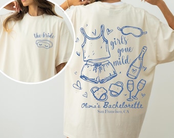 Camiseta de despedida de soltera "Girls Gone Mild", camiseta de novia para fiesta de pijamas, camisetas a juego para una noche de chicas, top de despedida de soltera personalizado, regalo para dama de honor