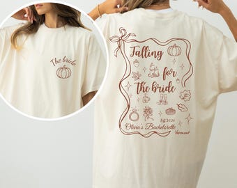 Falling for the Bride Shirt, Personalized Bride Crew , Pumpkin Bride Tee, Autumn Bridal Party Shirt, Bridesmaid Gift, Wedding Weekend Tee