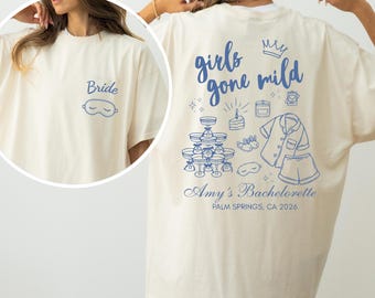 Girls Gone Mild Bachelorette Shirt, Bride Squad Pajama Party Tee, Funny Bridal Party Shirt, Custom Bridesmaid Top