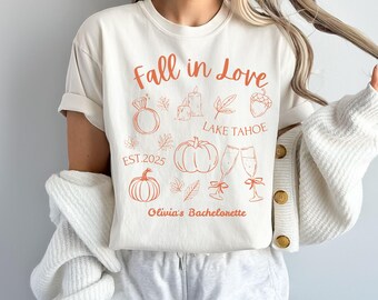 秋の独身パーティー用シャツ、花嫁・ブライズメイド用カスタムTシャツ、秋のパーティー衣装