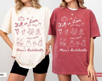 恋に落ちるTシャツ、秋の独身パーティーTシャツ、花嫁の週末Tシャツ、パンプキンウェディングTシャツ