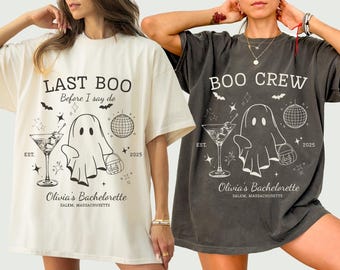 Camisetas para despedidas de soltera de Halloween: "Último abucheo antes de que me vaya", equipo nupcial espeluznante