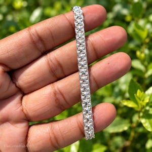 Pulsera de cadena de plata para hombre y mujer, pulsera de eslabones entrelazados, joyería pulida para uso diario, regalo de aniversario para él o ella.