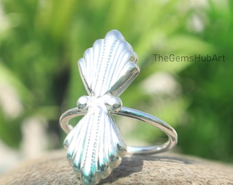 925 sterlingsilverring, minimalistisk justerbar ring, havsinspirerade smycken, handgjord silverring, present till henne, strandsmycken