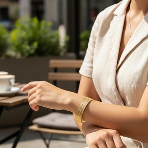 Handmade Gold Textured Brass Cuff Bracelet, Boho Mandala Jewelry