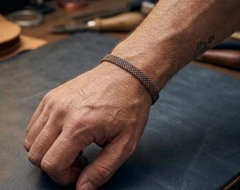 Handmade Pure Copper Bracelet for Men & Women, Woven Copper Mesh Chain Bracelet, Solid Copper Jewelry, Healing Anniversary Gift for Him/Her