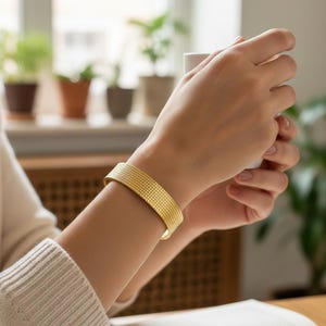 Handmade Gold Brass Textured Cuff Bracelet, Boho Jewelry