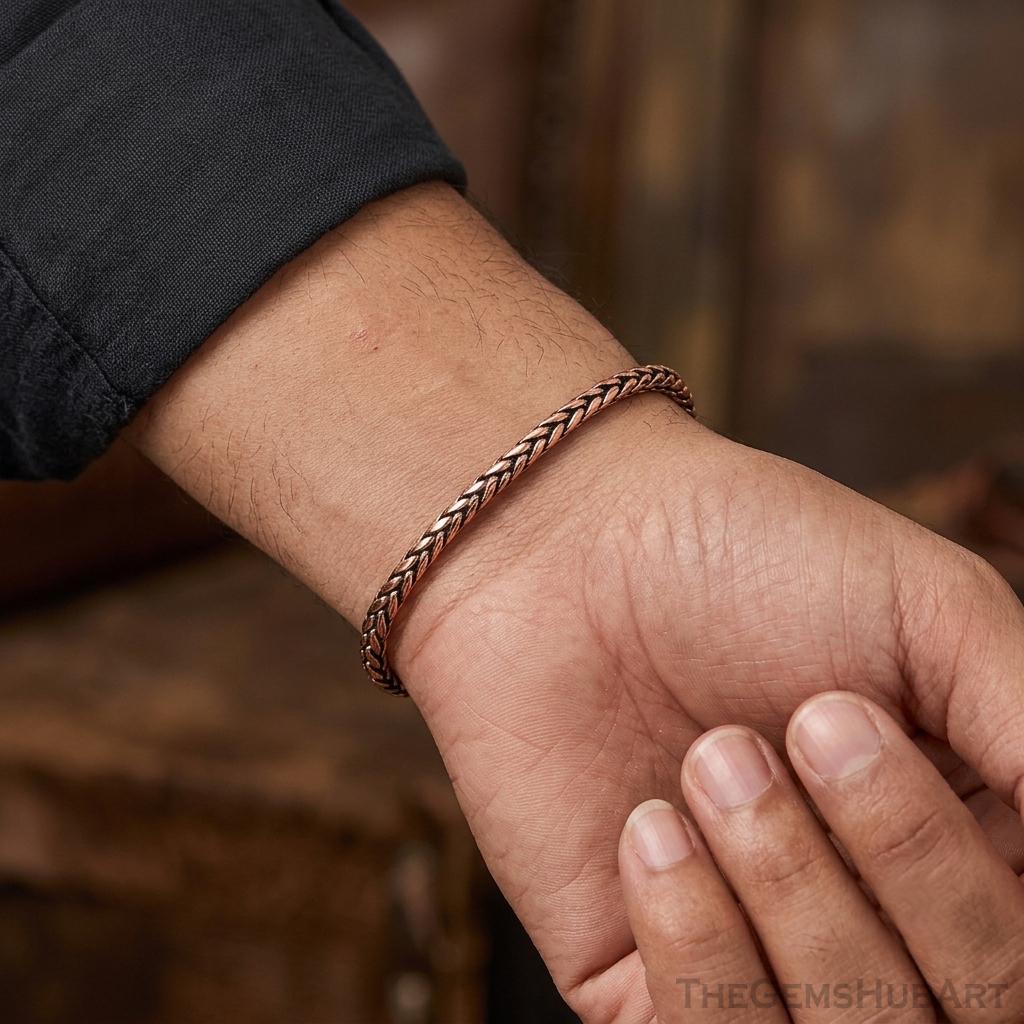 Handmade Copper Braided Bracelet for Men & Women Adjustable Pure Copper…