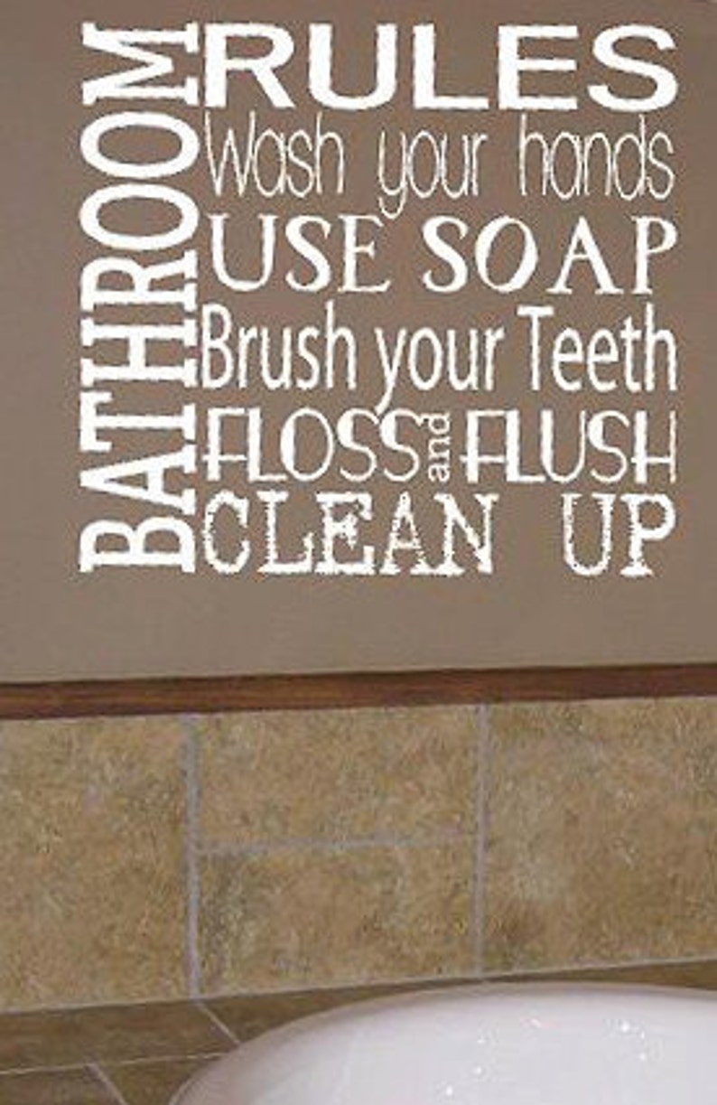 Bathroom Rules SUBWAY ART Vinyl Lettering Wall Words Graphics Etsy