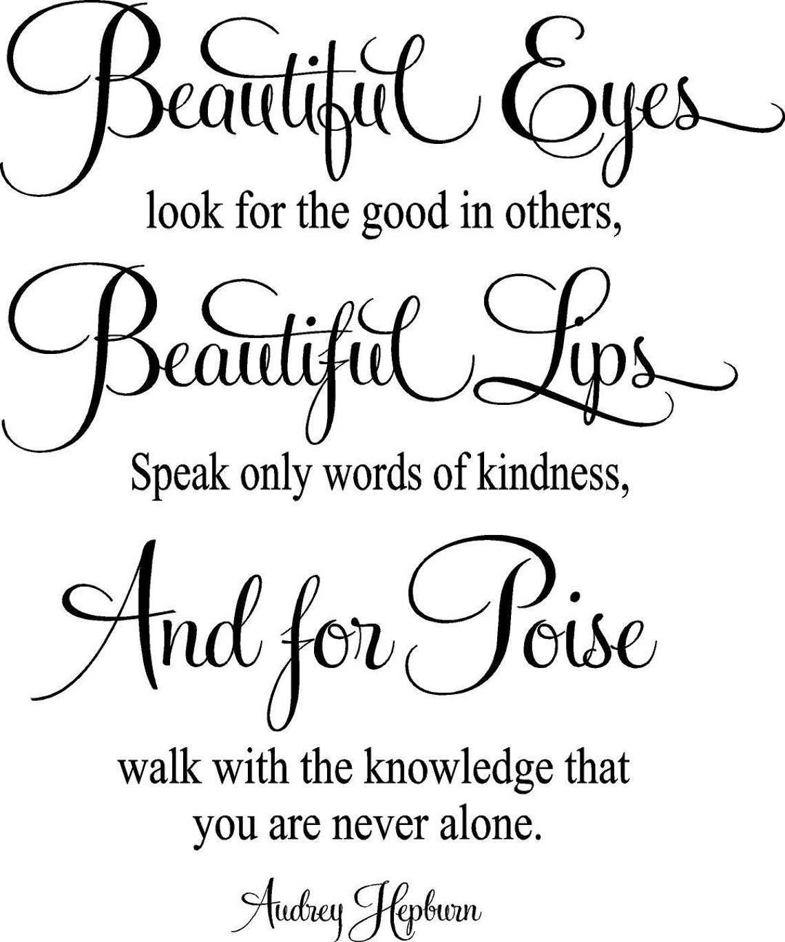 Audrey Hepburn for Beautiful Eyes Vinyl Lettering Wall Words Etsy