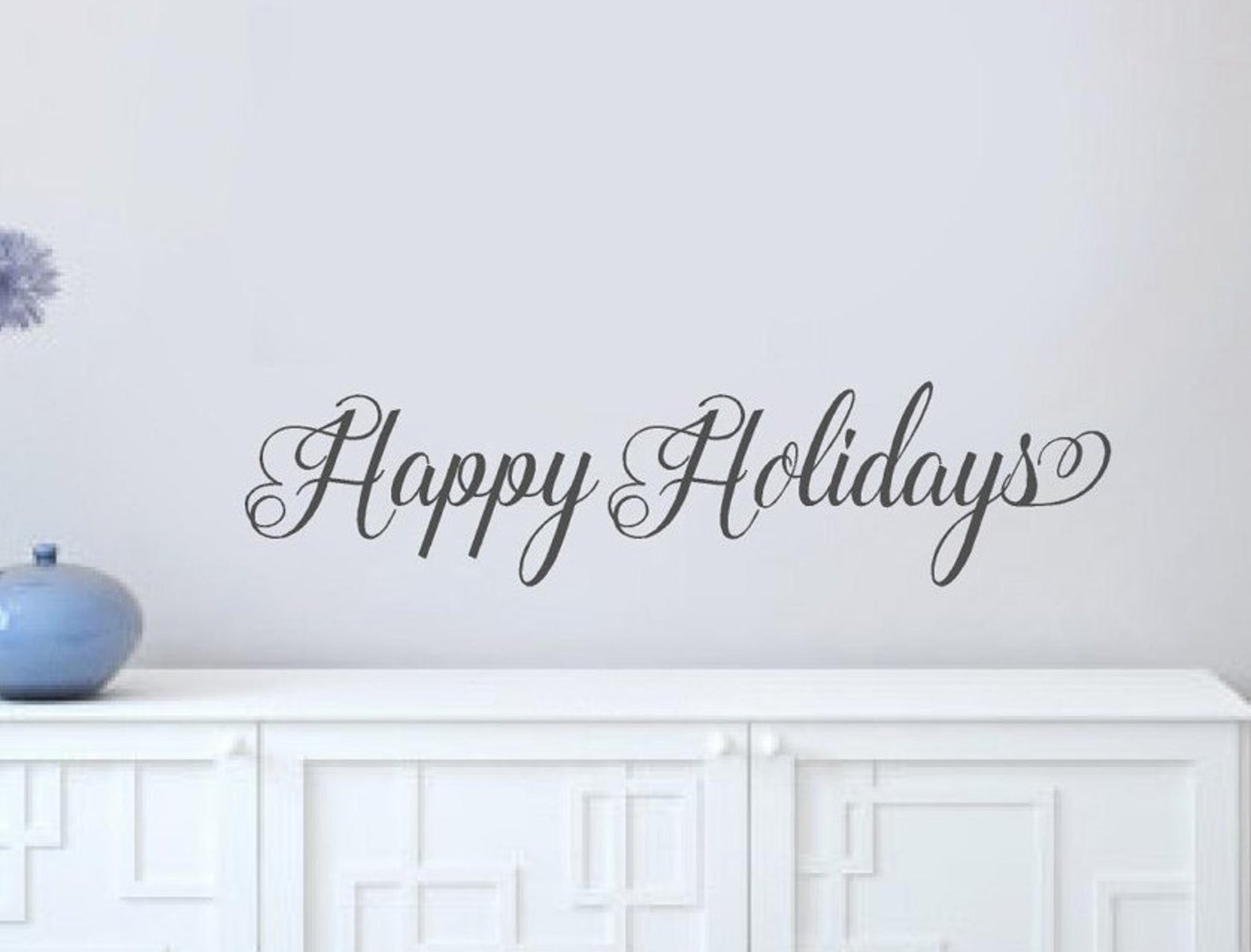 Happy Holidays Wall Decals Christmas Holly Front Porch Vinyl Etsy