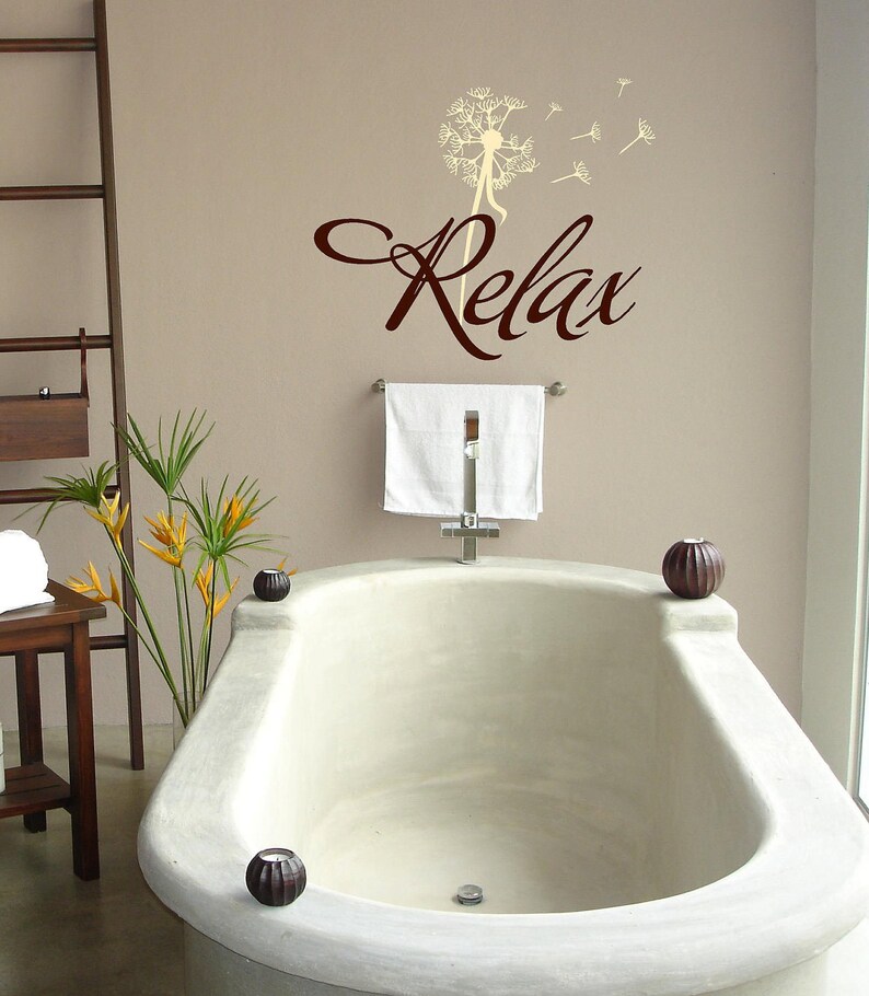Relax With Dandelion Bathroomvinyl Lettering Wall Words Etsy
