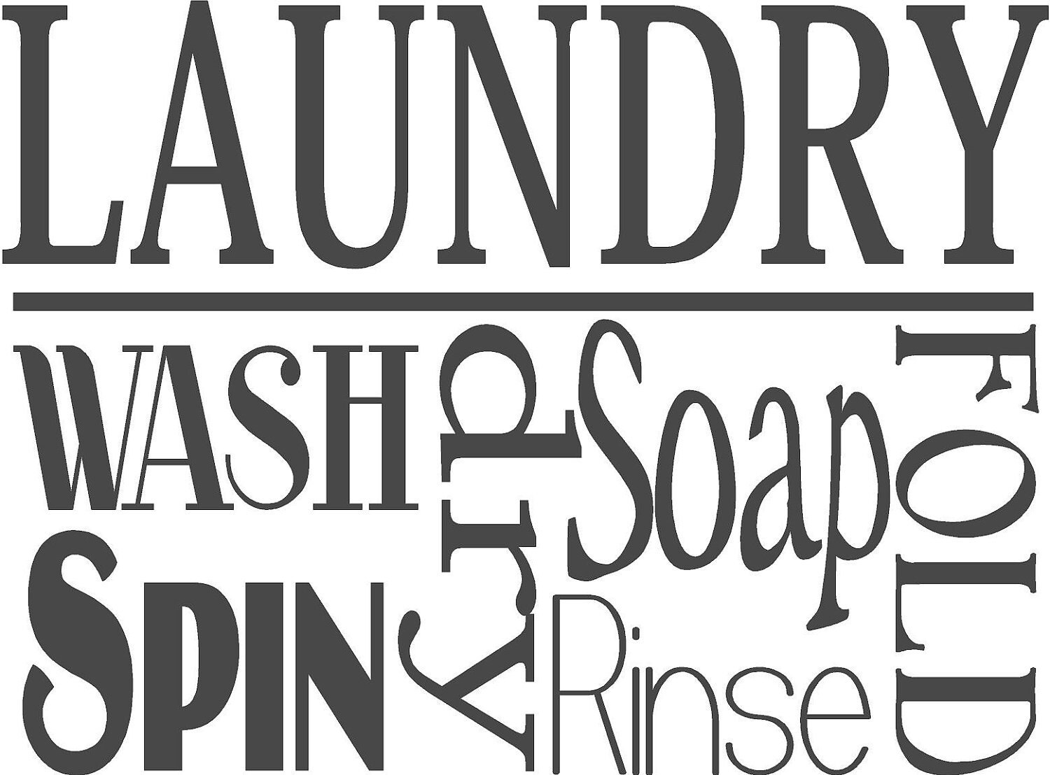 Laundry Collage Vinyl Lettering wall words graphics decals Etsy