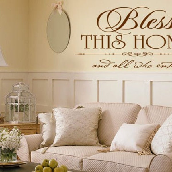 Bless this home and all who enter -faith-Vinyl Lettering wall words graphics Home decor itswritteninvinyl