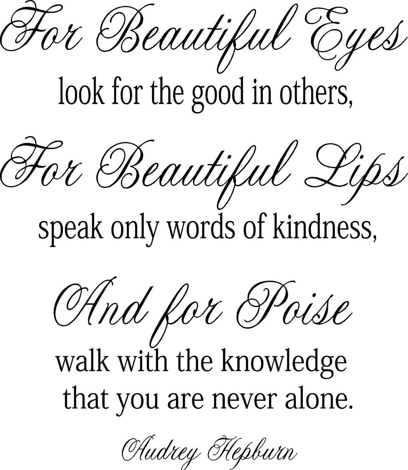 Audrey Hepburn for Beautiful Eyes Vinyl Lettering Wall Words Etsy