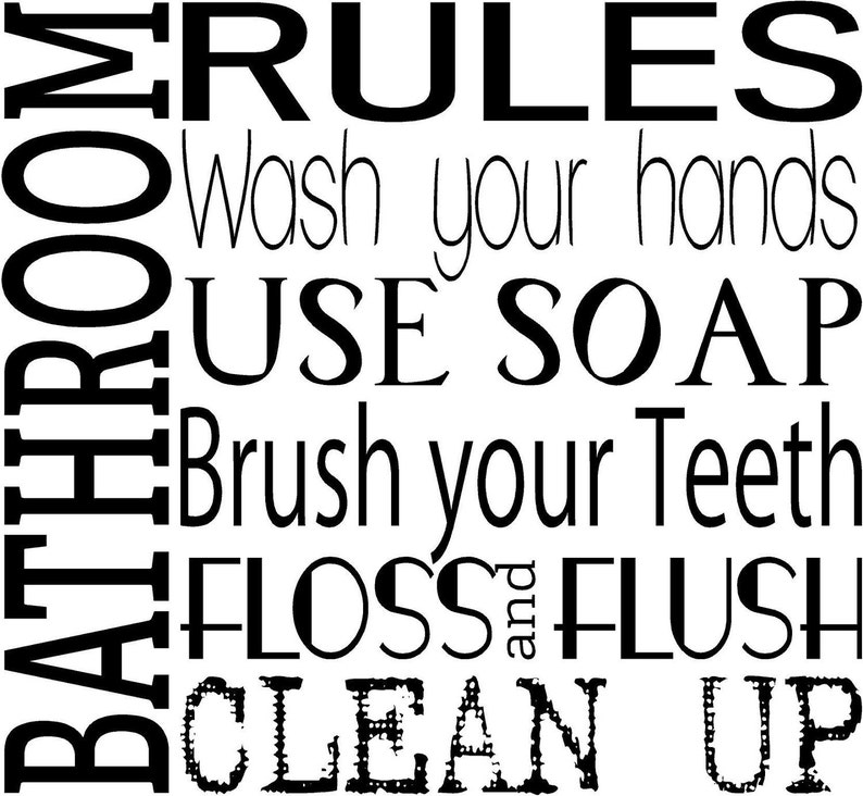 Bathroom Rules SUBWAY ART Vinyl Lettering Wall Words Graphics Etsy
