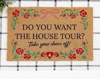 Felpudo divertido con la frase "Quítate los zapatos", felpudo con las reglas de la casa, felpudo de bienvenida divertido, decoración para la entrada, regalo de inauguración de casa, felpudo con humor