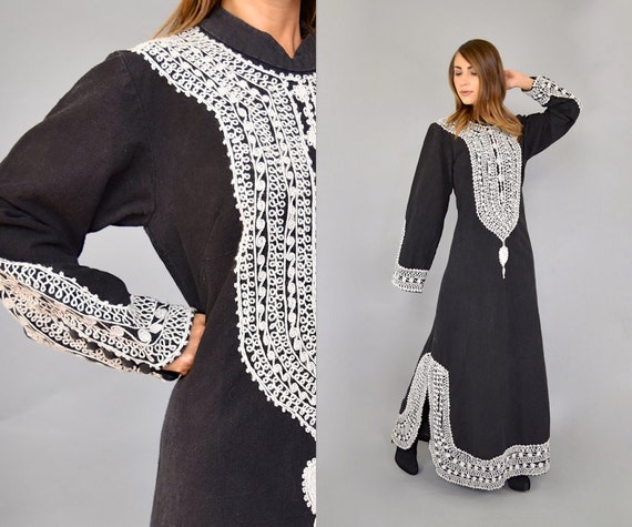70's Heavily Embroidered Caftan Dress