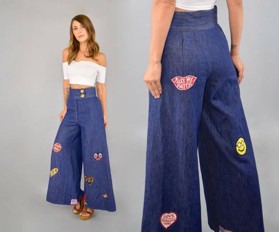 RARE 70's Patched Denim Bellbottoms