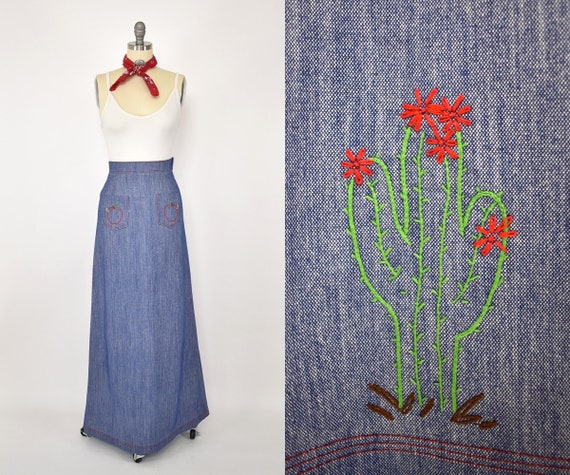 70's Embroidered Maxi Skirt