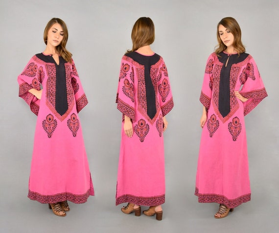 70's Indian Cotton Angel Sleeve Dress